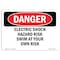Signmission OSHA Danger Sign, 5" Height, 7" Width, Electric Shock Hazard Risk Swim At Your Own Risk, Landscape OS-DS-D-57-L-2542 - alternate 1
